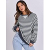 image:imageANRABESS Womens Striped Oversized Sweatshirts  2026 Fall Fashion OutfitsLightweight Comfort SweaterCrewneck Long Sleeve ShirtsColor Block PulloverTravel AllDay ClothesGrey Blue
