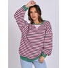 image:imageANRABESS Womens Striped Oversized Sweatshirts  2026 Fall Fashion OutfitsLightweight Comfort SweaterCrewneck Long Sleeve ShirtsColor Block PulloverTravel AllDay ClothesGrey Pink