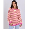 image:imageANRABESS Womens Striped Oversized Sweatshirts  2026 Fall Fashion OutfitsLightweight Comfort SweaterCrewneck Long Sleeve ShirtsColor Block PulloverTravel AllDay ClothesHot Pink Yellow