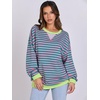image:imageANRABESS Womens Striped Oversized Sweatshirts  2026 Fall Fashion OutfitsLightweight Comfort SweaterCrewneck Long Sleeve ShirtsColor Block PulloverTravel AllDay ClothesPink Green