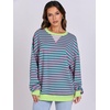 image:imageANRABESS Womens Striped Oversized Sweatshirts  2026 Fall Fashion OutfitsLightweight Comfort SweaterCrewneck Long Sleeve ShirtsColor Block PulloverTravel AllDay ClothesPink Green