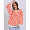 image:imageANRABESS Womens Striped Oversized Sweatshirts  2026 Fall Fashion OutfitsLightweight Comfort SweaterCrewneck Long Sleeve ShirtsColor Block PulloverTravel AllDay ClothesPink Orange