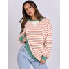 image:imageANRABESS Womens Striped Oversized Sweatshirts  2026 Fall Fashion OutfitsLightweight Comfort SweaterCrewneck Long Sleeve ShirtsColor Block PulloverTravel AllDay ClothesOrange White