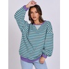 image:imageANRABESS Womens Striped Oversized Sweatshirts  2026 Fall Fashion OutfitsLightweight Comfort SweaterCrewneck Long Sleeve ShirtsColor Block PulloverTravel AllDay ClothesGreen Grey