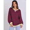 image:imageANRABESS Womens Striped Oversized Sweatshirts  2026 Fall Fashion OutfitsLightweight Comfort SweaterCrewneck Long Sleeve ShirtsColor Block PulloverTravel AllDay ClothesRed Blue