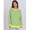 image:imageANRABESS Womens Striped Oversized Sweatshirts  2026 Fall Fashion OutfitsLightweight Comfort SweaterCrewneck Long Sleeve ShirtsColor Block PulloverTravel AllDay ClothesGrey Fluorescent Green