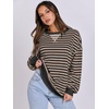 image:imageANRABESS Womens Striped Oversized Sweatshirts  2026 Fall Fashion OutfitsLightweight Comfort SweaterCrewneck Long Sleeve ShirtsColor Block PulloverTravel AllDay ClothesBlack Grey