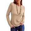 image:imageANRABESS Long Sleeve Shirts for Women Waffle Knit Tops  Crew Neck Slim Fitted TShirtsFall Lightweight SweaterSoft Basic TeeCasual Going Out OutfitsWork Everyday Wear ClothingLight Brown