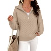 image:imageANRABESS Womens Cable Knit Quarter Zip Pullover Sweaters  Long Sleeve V Neck Collared Cozy Warm Loose Tops Business Casual Work Office Daily Wear 2026 Fall Winter Fashion OutfitsTan