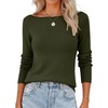 image:imageANRABESS Womens Long Sleeve Boat Neck Lightweight Fitted Sweater  Wool Blend Soft Knit Comfy Soft Slim Fit Pullover Top Business Casual Outfits Work Fall Spring Transition ClothesArmy Green