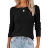 image:imageANRABESS Womens Long Sleeve Boat Neck Lightweight Fitted Sweater  Wool Blend Soft Knit Comfy Soft Slim Fit Pullover Top Business Casual Outfits Work Fall Spring Transition ClothesBlack