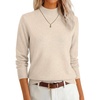 image:imageANRABESS Womens Long Sleeve Mock Neck Pullover Sweaters  Lightweight Crewneck Sweater 2026 Fall Fashion Outfits Soft KnittedWork Business Casual TopEveryday Wear Winter ClothingAlmond
