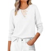 image:imageANRABESS Womens Long Sleeve Sweaters Business Casual Tops  2 in 1 Faux Layer Crew Neck Soft Cozy Knit Lightweight Henley Pullover Sweater 2026 Fall Fashion Winter Layer ClothesWhite