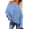 image:imageANRABESS Womens Off The Shoulder Sweater Knit Pullovers Tops  Soft StretchyLong Batwing SleeveLoose FitOversized SweaterGoing Out Tops2026 Fall FashionWinter ClothesSky