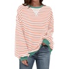 image:imageANRABESS Womens Striped Oversized Sweatshirts  2026 Fall Fashion OutfitsLightweight Comfort SweaterCrewneck Long Sleeve ShirtsColor Block PulloverTravel AllDay ClothesOrange White