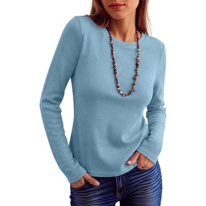 image:imageANRABESS Long Sleeve Shirts for Women Waffle Knit Tops  Crew Neck Slim Fitted TShirtsFall Lightweight SweaterSoft Basic TeeCasual Going Out OutfitsWork Everyday Wear ClothingDusty Blue