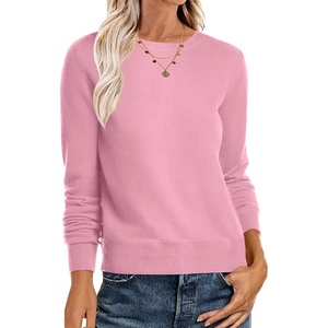 image:imageANRABESS Sweaters for Women Long Sleeve Lightweight Crewneck Soft Basic Knit Loose Fit Pullover Top 2026 Fall Trendy OutfitsCoral Pink