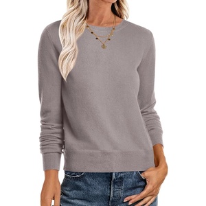 image:imageANRABESS Sweaters for Women Long Sleeve Lightweight Crewneck Soft Basic Knit Loose Fit Pullover Top 2026 Fall Trendy OutfitsGrey Taupe