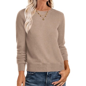 image:imageANRABESS Sweaters for Women Long Sleeve Lightweight Crewneck Soft Basic Knit Loose Fit Pullover Top 2026 Fall Trendy OutfitsWarm Khaki