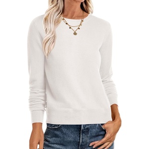 image:imageANRABESS Sweaters for Women Long Sleeve Lightweight Crewneck Soft Basic Knit Loose Fit Pullover Top 2026 Fall Trendy OutfitsWhite