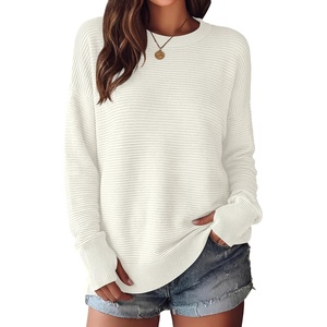 image:imageANRABESS Women Long Sleeve Ribbed Sweaters amp Thumb Hole  Casual Fall Outfits Crew Neck Pullover Tunic Top for Leggings Winter Transition Layering Clothing Work Travel amp WorkoutCream White