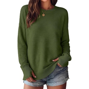 image:imageANRABESS Women Long Sleeve Ribbed Sweaters amp Thumb Hole  Casual Fall Outfits Crew Neck Pullover Tunic Top for Leggings Winter Transition Layering Clothing Work Travel amp WorkoutArmy Green