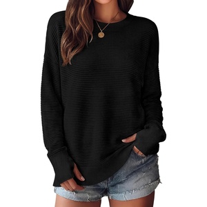 image:imageANRABESS Women Long Sleeve Ribbed Sweaters amp Thumb Hole  Casual Fall Outfits Crew Neck Pullover Tunic Top for Leggings Winter Transition Layering Clothing Work Travel amp WorkoutBlack