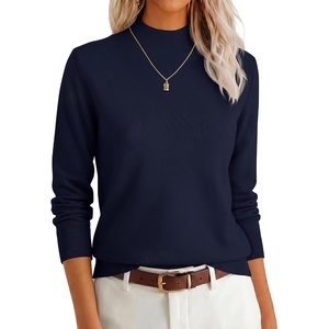 image:imageANRABESS Womens Long Sleeve Mock Neck Pullover Sweaters  Lightweight Crewneck Sweater 2026 Fall Fashion Outfits Soft KnittedWork Business Casual TopEveryday Wear Winter ClothingNavy