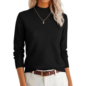 image:imageANRABESS Womens Long Sleeve Mock Neck Pullover Sweaters  Lightweight Crewneck Sweater 2026 Fall Fashion Outfits Soft KnittedWork Business Casual TopEveryday Wear Winter ClothingBlack