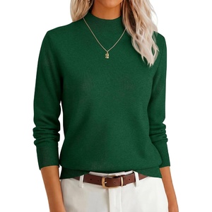 image:imageANRABESS Womens Long Sleeve Mock Neck Pullover Sweaters  Lightweight Crewneck Sweater 2026 Fall Fashion Outfits Soft KnittedWork Business Casual TopEveryday Wear Winter ClothingForest Green