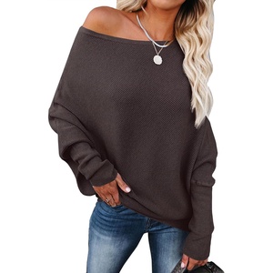image:imageANRABESS Womens Off The Shoulder Sweater Knit Pullovers Tops  Soft StretchyLong Batwing SleeveLoose FitOversized SweaterGoing Out Tops2026 Fall FashionWinter ClothesRed Coffee