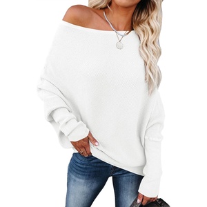 image:imageANRABESS Womens Off The Shoulder Sweater Knit Pullovers Tops  Soft StretchyLong Batwing SleeveLoose FitOversized SweaterGoing Out Tops2026 Fall FashionWinter ClothesWhite