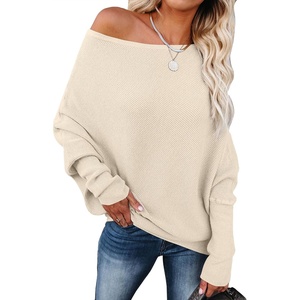 image:imageANRABESS Womens Off The Shoulder Sweater Knit Pullovers Tops  Soft StretchyLong Batwing SleeveLoose FitOversized SweaterGoing Out Tops2026 Fall FashionWinter ClothesParchment