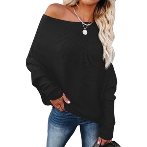 image:imageANRABESS Womens Off The Shoulder Sweater Knit Pullovers Tops  Soft StretchyLong Batwing SleeveLoose FitOversized SweaterGoing Out Tops2026 Fall FashionWinter ClothesBlack