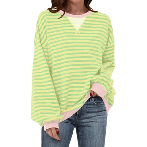 image:imageANRABESS Womens Striped Oversized Sweatshirts  2026 Fall Fashion OutfitsLightweight Comfort SweaterCrewneck Long Sleeve ShirtsColor Block PulloverTravel AllDay ClothesLight Yellow Green