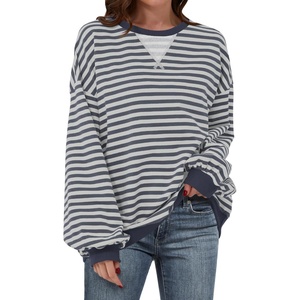 image:imageANRABESS Womens Striped Oversized Sweatshirts  2026 Fall Fashion OutfitsLightweight Comfort SweaterCrewneck Long Sleeve ShirtsColor Block PulloverTravel AllDay ClothesGrey Blue