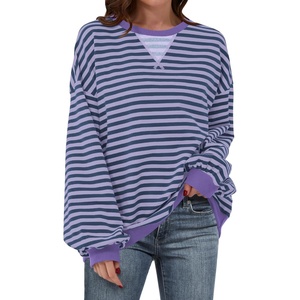 image:imageANRABESS Womens Striped Oversized Sweatshirts  2026 Fall Fashion OutfitsLightweight Comfort SweaterCrewneck Long Sleeve ShirtsColor Block PulloverTravel AllDay ClothesBlue Purple