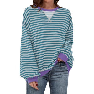 image:imageANRABESS Womens Striped Oversized Sweatshirts  2026 Fall Fashion OutfitsLightweight Comfort SweaterCrewneck Long Sleeve ShirtsColor Block PulloverTravel AllDay ClothesGreen Grey