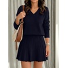 image:imageANRABESS 2 Piece Skirt Sets for Women Sweaters Set Navy BlueM  Long Sleeve V Neck Pullover Sweaters Pleated Mini Skirt Fall Winter TrendyComfy CuteLounge Casual Travel Going Out