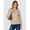 image:imageANRABESS Fall Sweaters for Women Cable Knit Henley V Neck  Long Sleeve Pullover Sweater Tops Half Button Cozy Lightweight Dressy Cute Classic Business Casual Work Winter ClothingLight Khaki