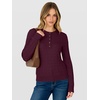 image:imageANRABESS Fall Sweaters for Women Cable Knit Henley V Neck  Long Sleeve Pullover Sweater Tops Half Button Cozy Lightweight Dressy Cute Classic Business Casual Work Winter ClothingWine Red