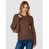 image:imageANRABESS Fall Sweaters for Women Cable Knit Henley V Neck  Long Sleeve Pullover Sweater Tops Half Button Cozy Lightweight Dressy Cute Classic Business Casual Work Winter ClothingBrown