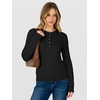 image:imageANRABESS Fall Sweaters for Women Cable Knit Henley V Neck  Long Sleeve Pullover Sweater Tops Half Button Cozy Lightweight Dressy Cute Classic Business Casual Work Winter ClothingBlack