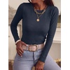 image:imageANRABESS Long Sleeve Shirts for Women Slim Fit Top  Crew Neck Lightweight SweatersCozy Knit PulloverFall OutfitsCasual Basic TeeOffice Travel Winter Layering ClothingNavy Blue