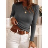 image:imageANRABESS Long Sleeve Shirts for Women Slim Fit Top  Crew Neck Lightweight SweatersCozy Knit PulloverFall OutfitsCasual Basic TeeOffice Travel Winter Layering ClothingDeep Grey