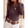 image:imageANRABESS Long Sleeve Shirts for Women Slim Fit Top  Crew Neck Lightweight SweatersCozy Knit PulloverFall OutfitsCasual Basic TeeOffice Travel Winter Layering ClothingDark Red
