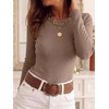 image:imageANRABESS Long Sleeve Shirts for Women Slim Fit Top  Crew Neck Lightweight SweatersCozy Knit PulloverFall OutfitsCasual Basic TeeOffice Travel Winter Layering ClothingBrown
