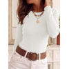 image:imageANRABESS Long Sleeve Shirts for Women Slim Fit Top  Crew Neck Lightweight SweatersCozy Knit PulloverFall OutfitsCasual Basic TeeOffice Travel Winter Layering ClothingWhite