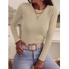 image:imageANRABESS Long Sleeve Shirts for Women Slim Fit Top  Crew Neck Lightweight SweatersCozy Knit PulloverFall OutfitsCasual Basic TeeOffice Travel Winter Layering ClothingAlmond