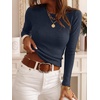 image:imageANRABESS Long Sleeve Shirts for Women Slim Fit Top  Crew Neck Lightweight SweatersCozy Knit PulloverFall OutfitsCasual Basic TeeOffice Travel Winter Layering ClothingNavy Blue
